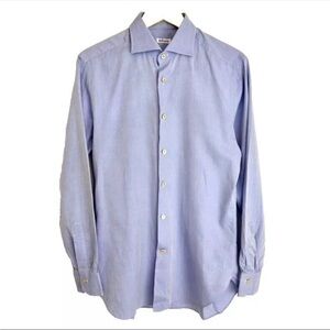 100% new KITON dress shirt blue 42 - 16 1/2 spread collar sartorial $950